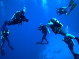 Larger Group Scuba diving in Komodo National Park Indonesia